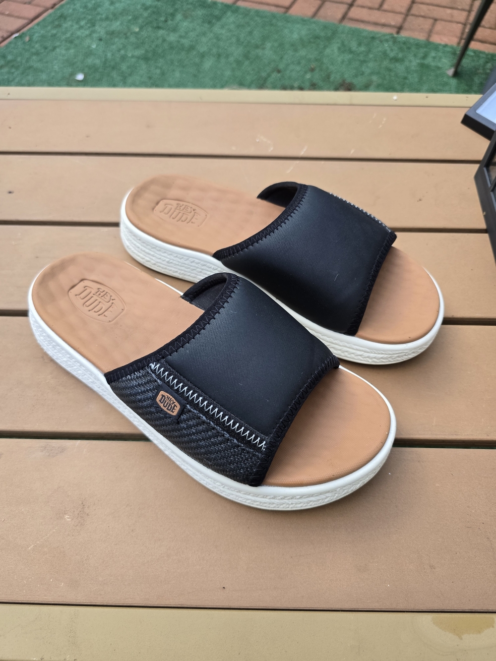HEYDUDE Tide Espadrille Slide Sandals Black Size 7W